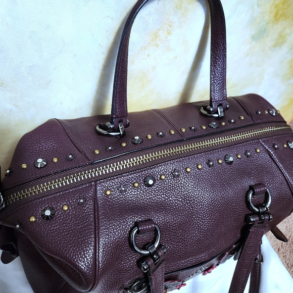 RARE Coach Willow Floral Detail Primrose Satchel, Color: Oxblood, Style 55518 - Picture 3 of 16